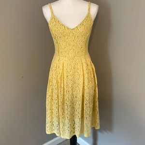 Guess Yellow floral lace a-line dress